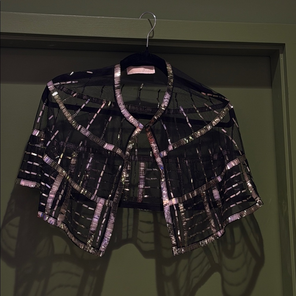 MICHAEL Michael Kors Black and Silver Cape Jacket